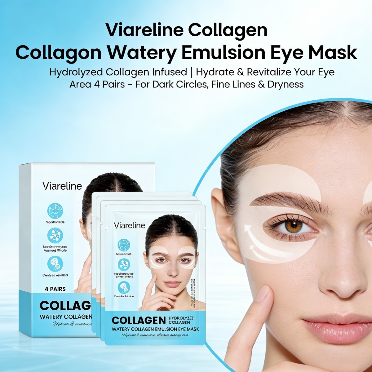 Sheet Mask Collagen - 콜라겐 아이 패치는 잔주름과 다크서클을 줄여주고,